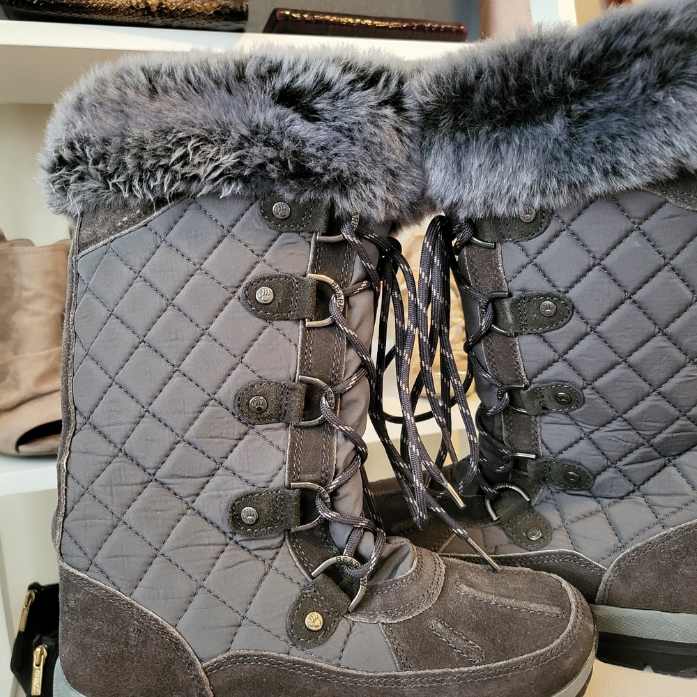 BearPaw Quinevere Charcoal Quilted Winter Boots